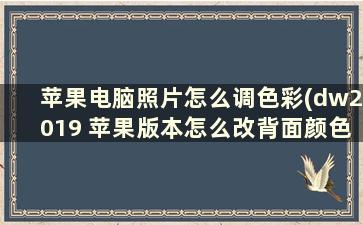 苹果电脑照片怎么调色彩(dw2019 苹果版本怎么改背面颜色)